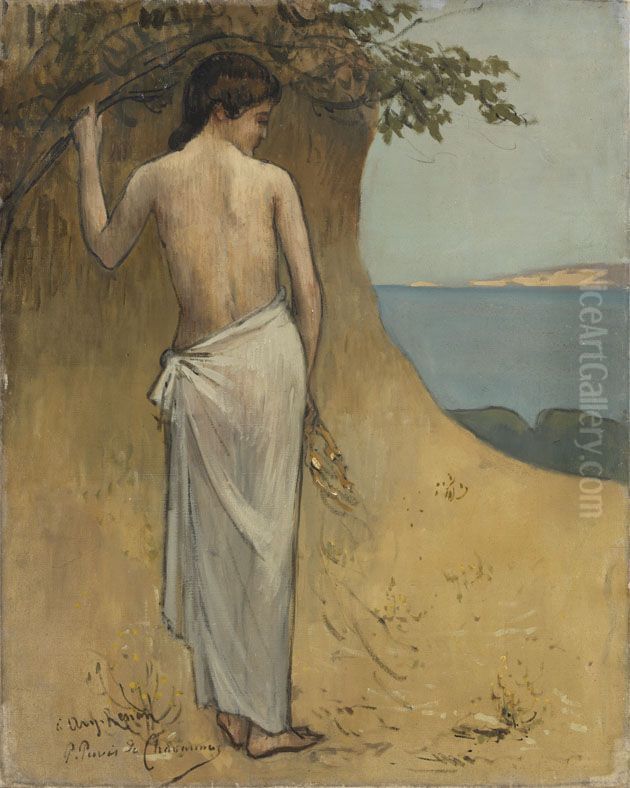 Madchen am Meer Oil Painting by Pierre Puvis de Chavannes