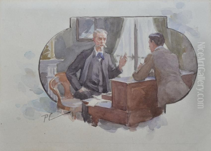 Deux Hommes En Conversation Oil Painting by Paul Chabas