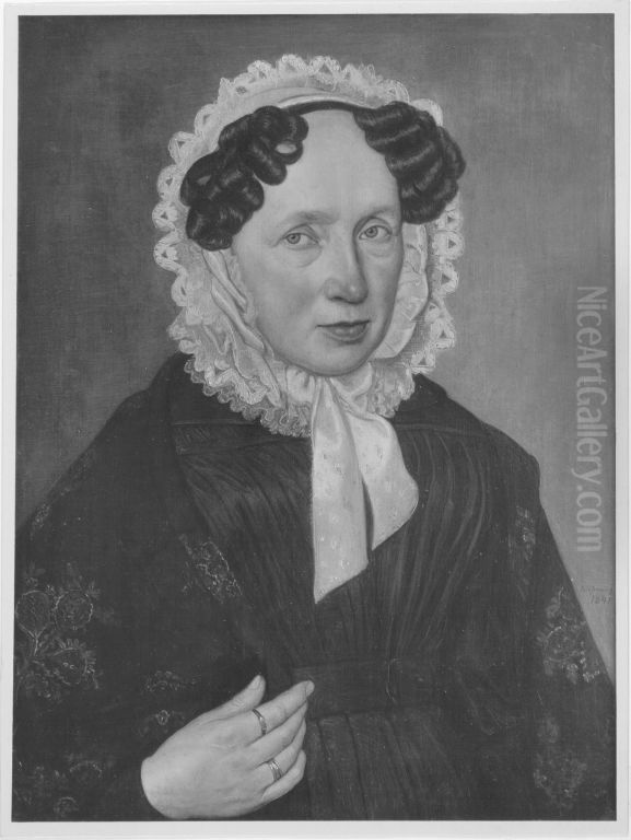 Therese Romen im Alter von 61 Jahren Oil Painting by Friedrich Wasmann