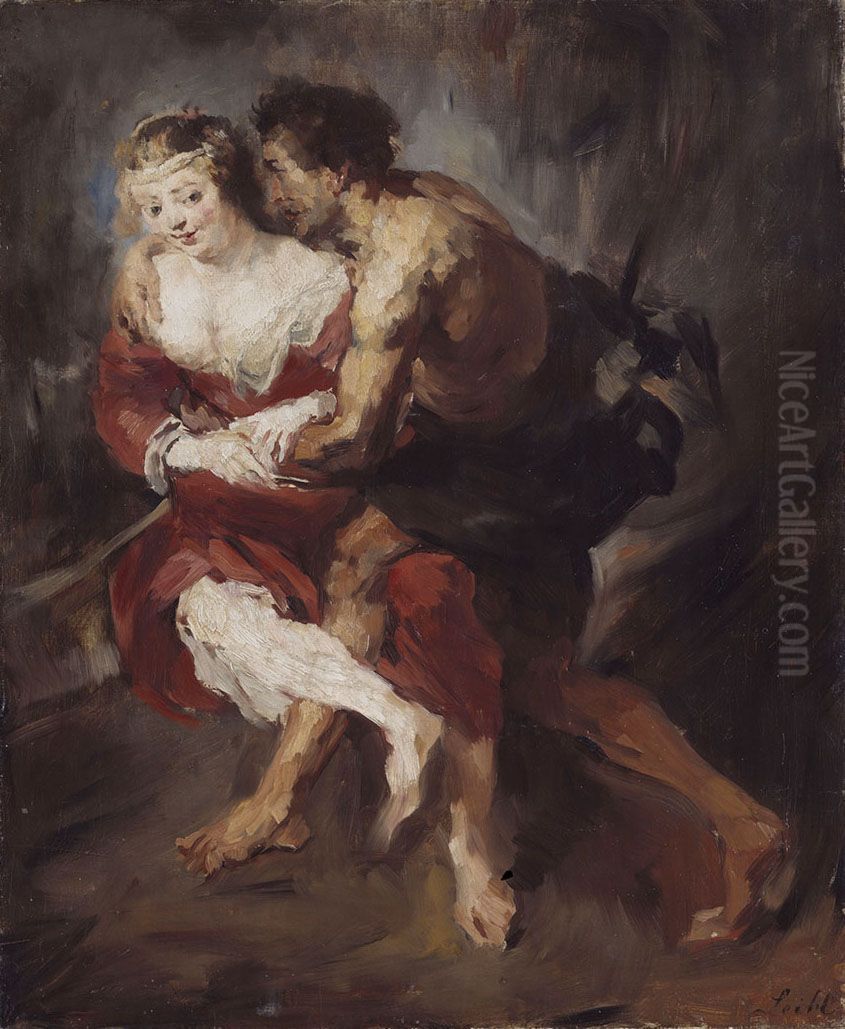 Schaferszene (nach Rubens) Oil Painting by Wilhelm Leibl