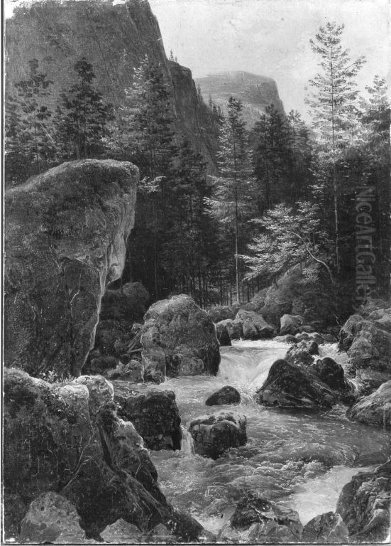 Waldbach Strubb bei Hallstatt Oil Painting by Friedrich Gauermann
