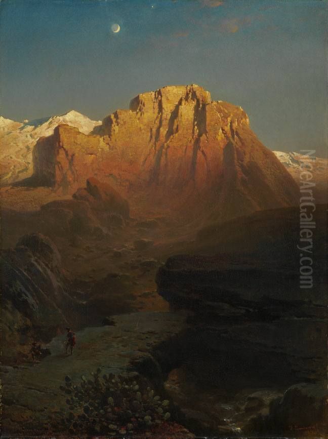Abendgluhen in der Sierra Nevada Oil Painting by Fritz Bamberger