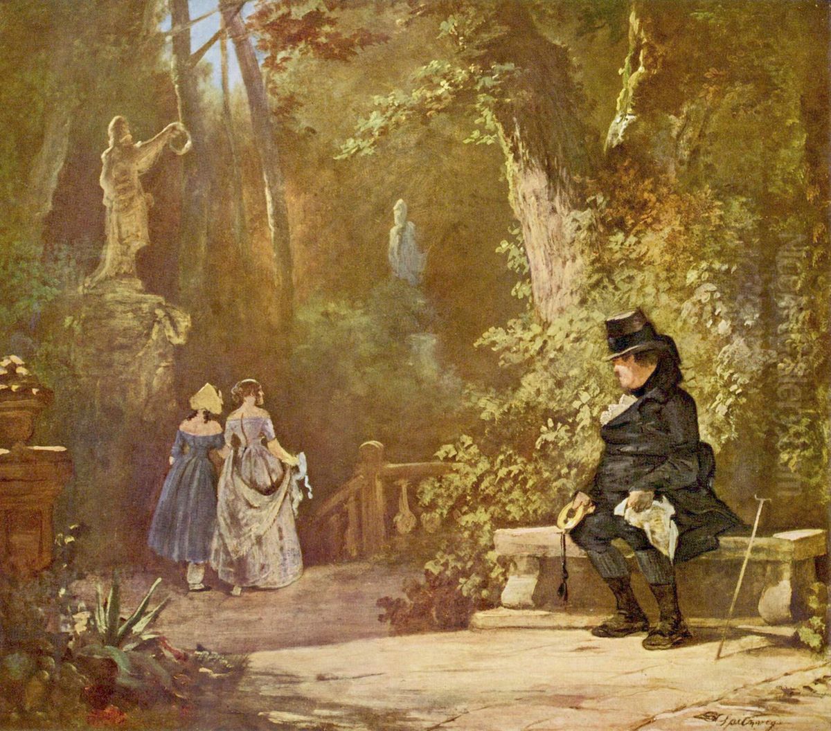 Der Witwer Oil Painting by Carl Spitzweg
