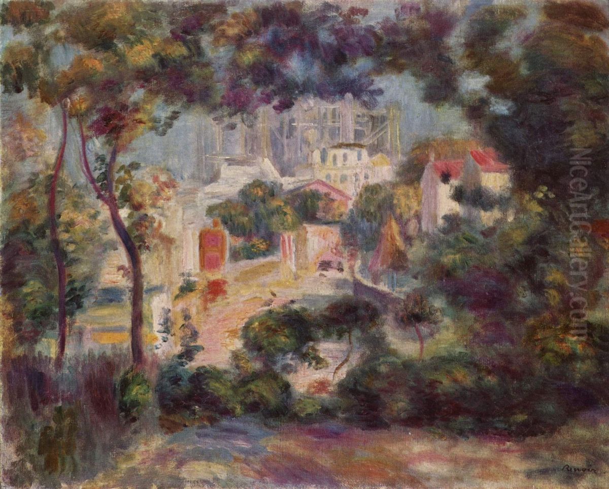 Landschaft mit Ansicht von Sacre-Coeur Oil Painting by Pierre Auguste Renoir