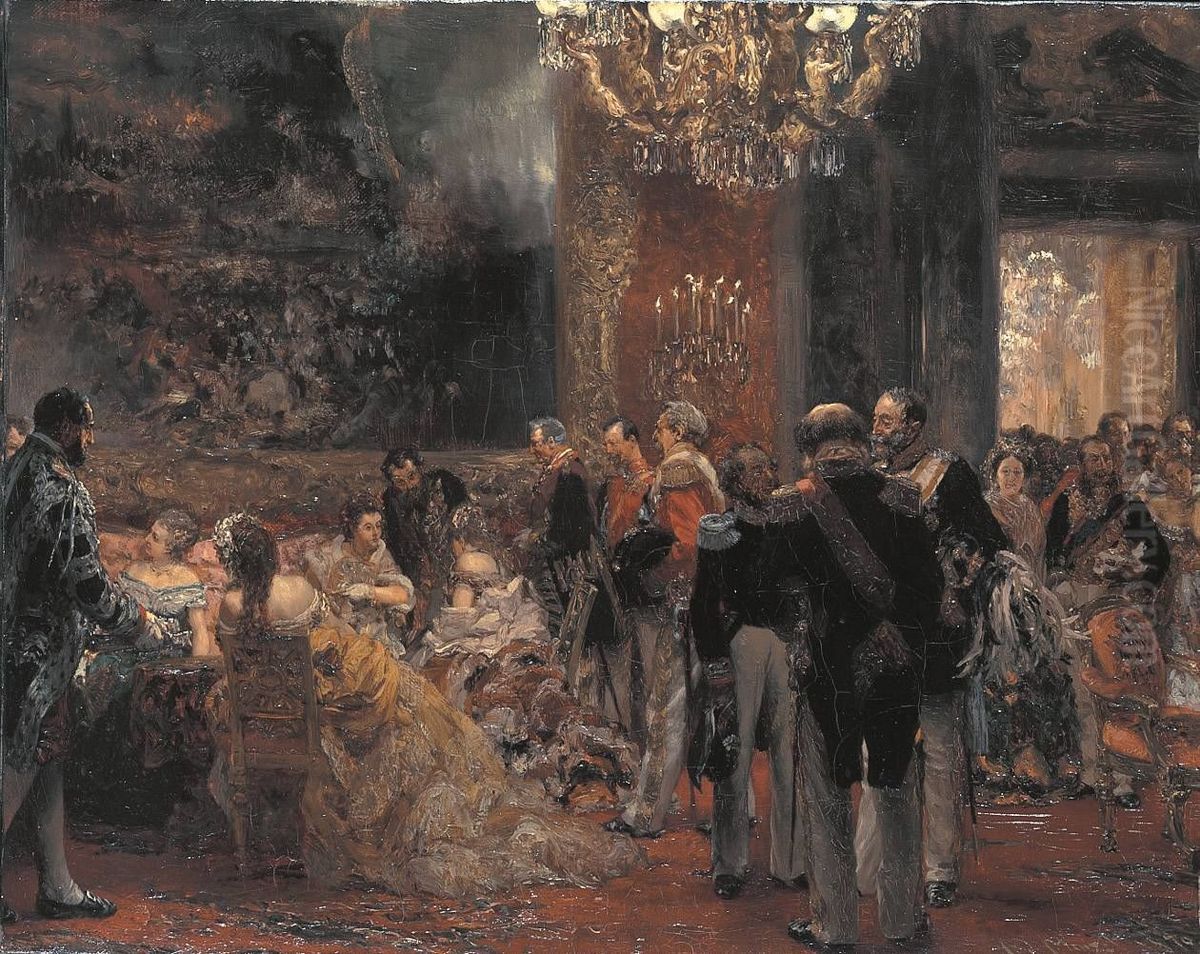 Ballpause Oil Painting by Adolph von Menzel