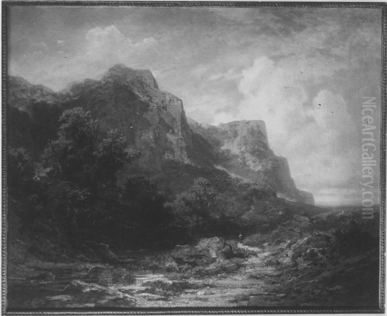 Bayerische Gebirgslandschaft Oil Painting by Carl Spitzweg