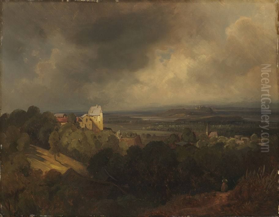 Bei Brannenburg Oil Painting by Eduard Schleich the Elder