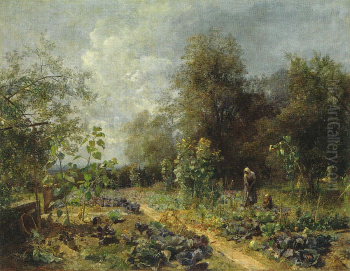 Gemusegarten in Plankenberg im September Oil Painting by Emil Jakob Schindler
