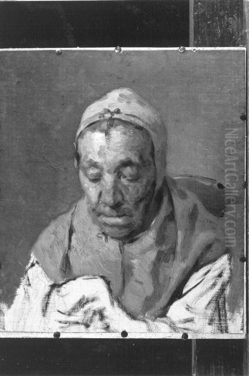 Studienkopf einer alten Frau Oil Painting by Hugo Kauffmann