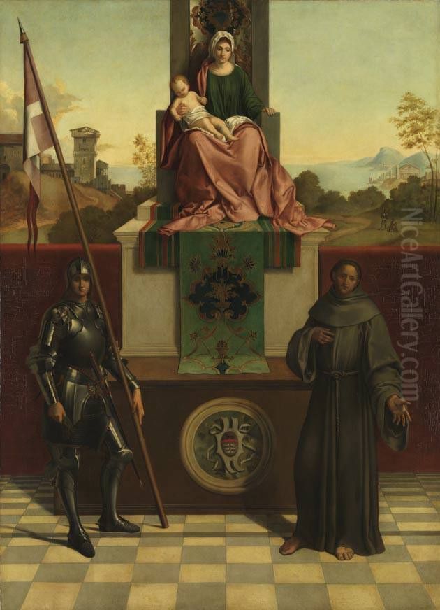 Thronende Madonna mit den Heiligen Liberale und Franziskus (nach Giorgione) (Pala di Castelfranco) Oil Painting by August Wolf