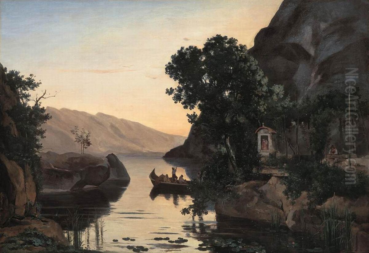 Landscape near Riva on Lake Garda Oil Painting by Jean-Baptiste Camille Corot
