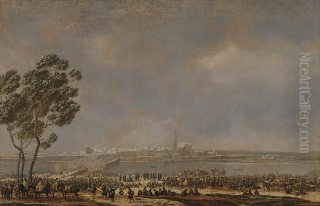 Die Einnahme von Braunau (Berthier-Zyklus) Oil Painting by Wilhelm von Kobell (1766-1853)