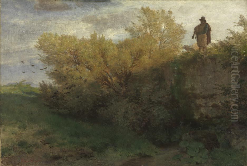 Dudelsackpfeifer Oil Painting by Arnold Bocklin