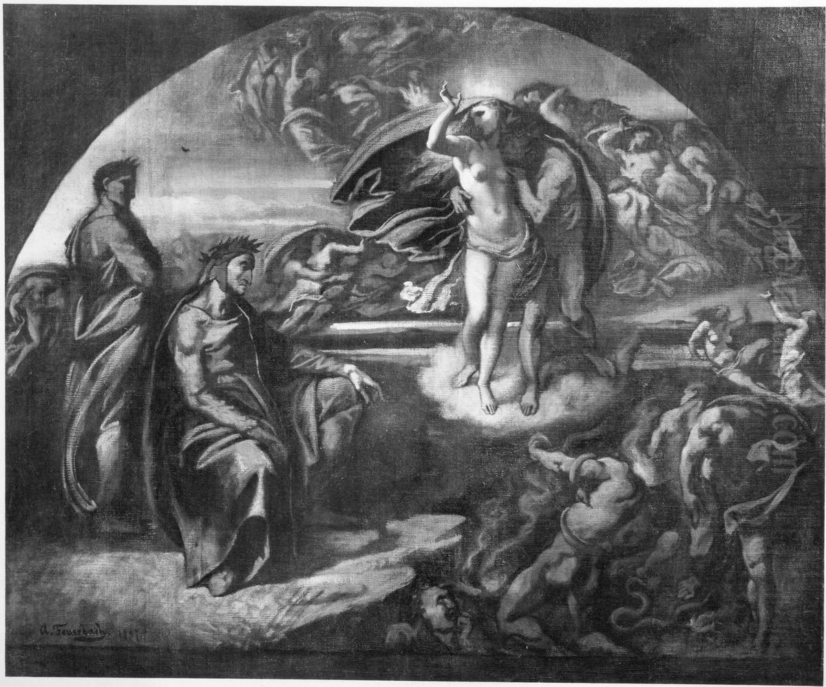 Dante und Vergil in der Unterwelt Oil Painting by Anselm Friedrich Feuerbach