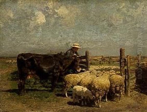 Am Schafpferch Oil Painting by Heinrich Johann Von Zugel