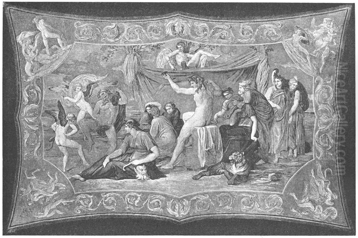 Bacchus unter den Musen Oil Painting by Bonaventura Genelli