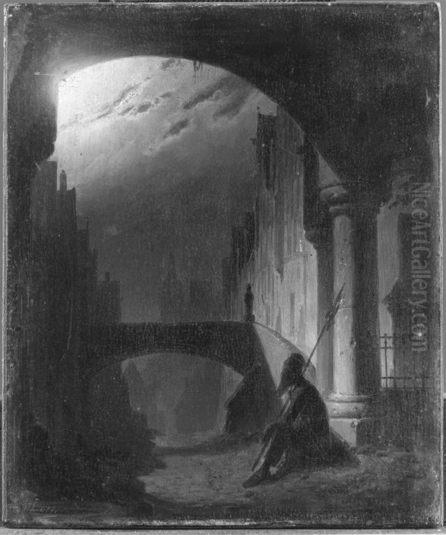 Nachtwachter mit Hellebarde Oil Painting by Wilhelm Lichtenheld