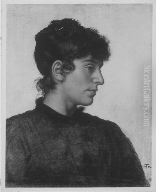 Frauenbildnis Oil Painting by Hans Thoma