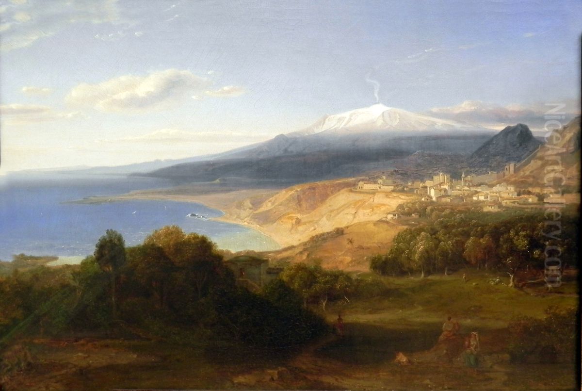 Taormina mit dem Atna Oil Painting by Carl Rottmann