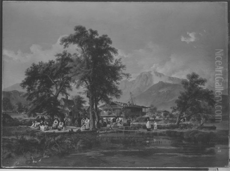 Vorbereitung zur Prozession Oil Painting by Karl Ludwig Seeger