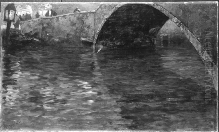 Ponte San Andrea in Chioggia Oil Painting by Ludwig Dill
