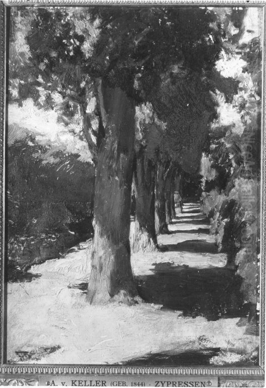 Zypressen Oil Painting by Albert von Keller