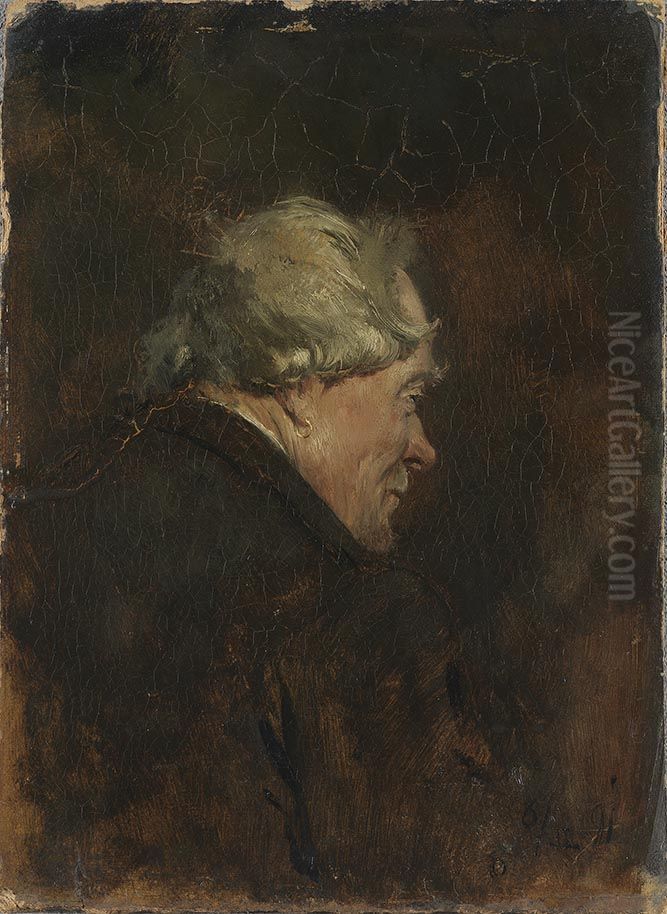 Alter Mann Oil Painting by Adolf Hengeler