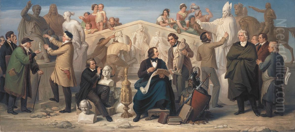 Die von Konig Ludwig I. in Tatigkeit gesetzten Bildhauer Oil Painting by Wilhelm von Kaulbach