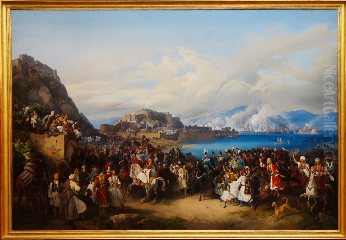 Einzug Konig Ottos von Griechenland in Nauplia Oil Painting by Peter von Hess