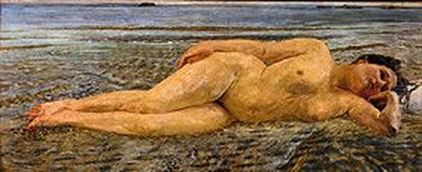 Am Strande Oil Painting by Max Klinger