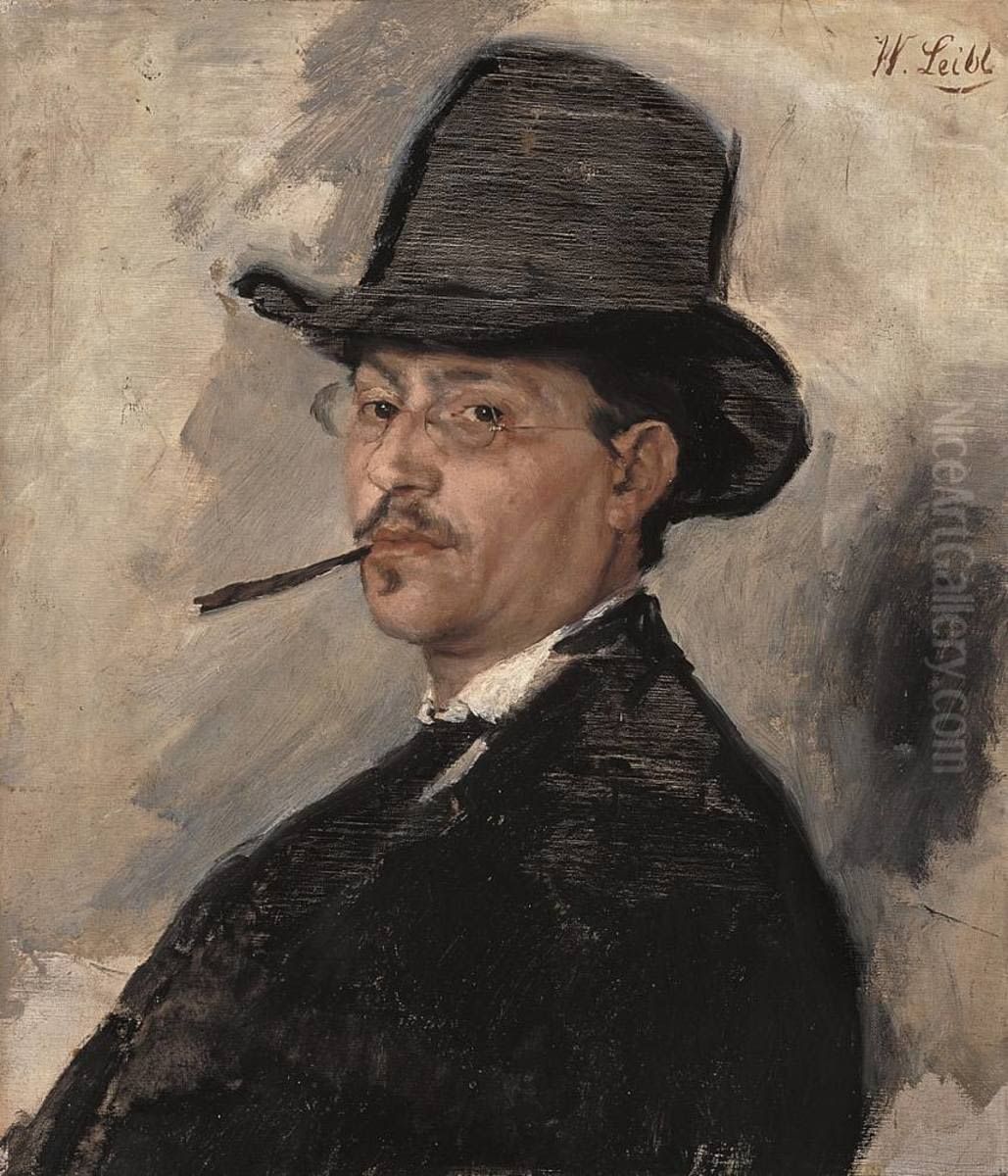 The painter Carl Schuch Oil Painting by Wilhelm Leibl