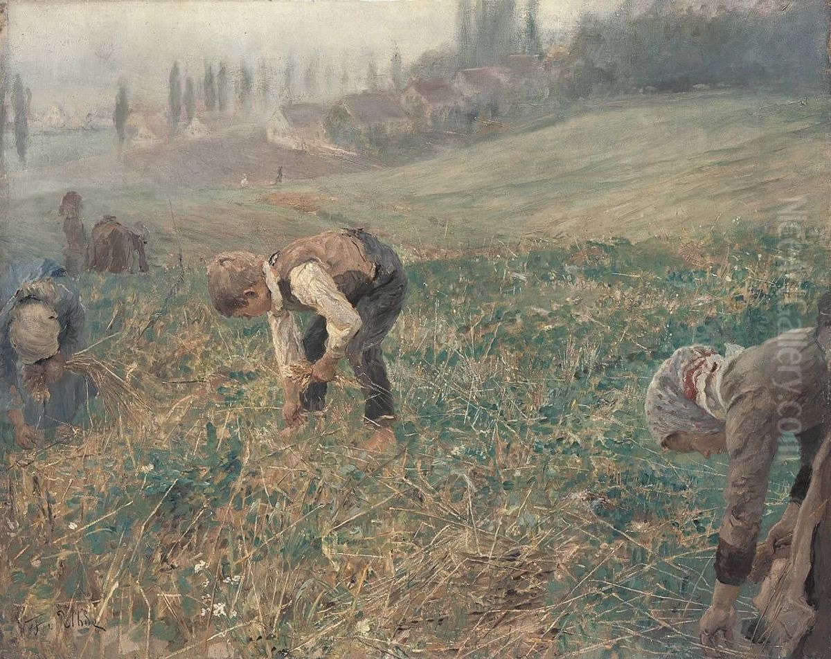 Die Ahrenleser Oil Painting by Fritz von Uhde