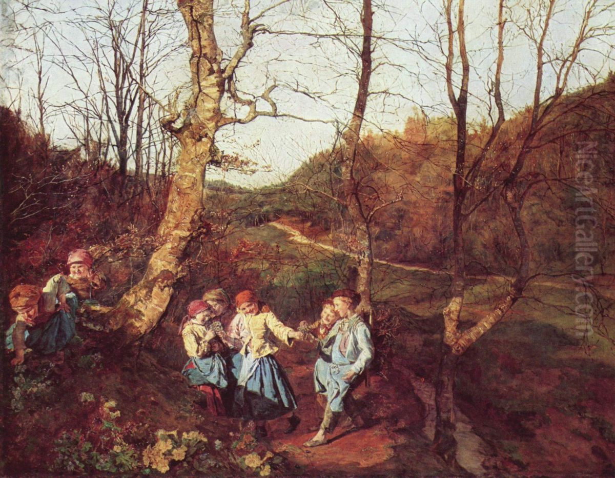 Vorfruhling im Wienerwald Oil Painting by Ferdinand Georg Waldmuller