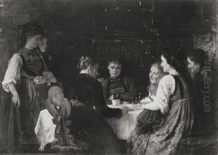 Kartenlegerin Oil Painting by Eduard Kurzbauer