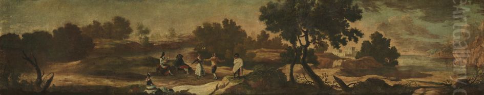 Landlicher Tanz am Ufer einer Meeresbucht Oil Painting by Francisco Goya Fuendetodos