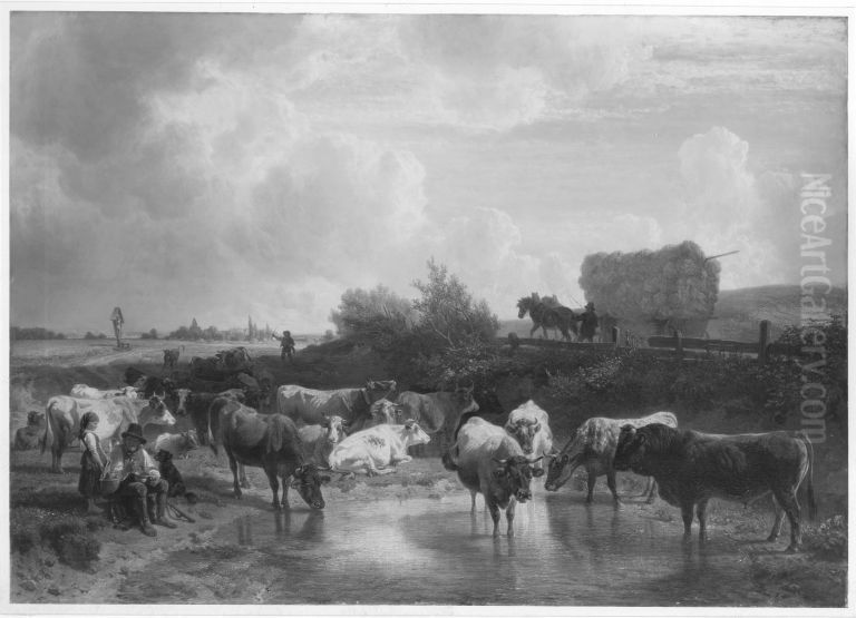 Mittagsrast Oil Painting by Friedrich Voltz