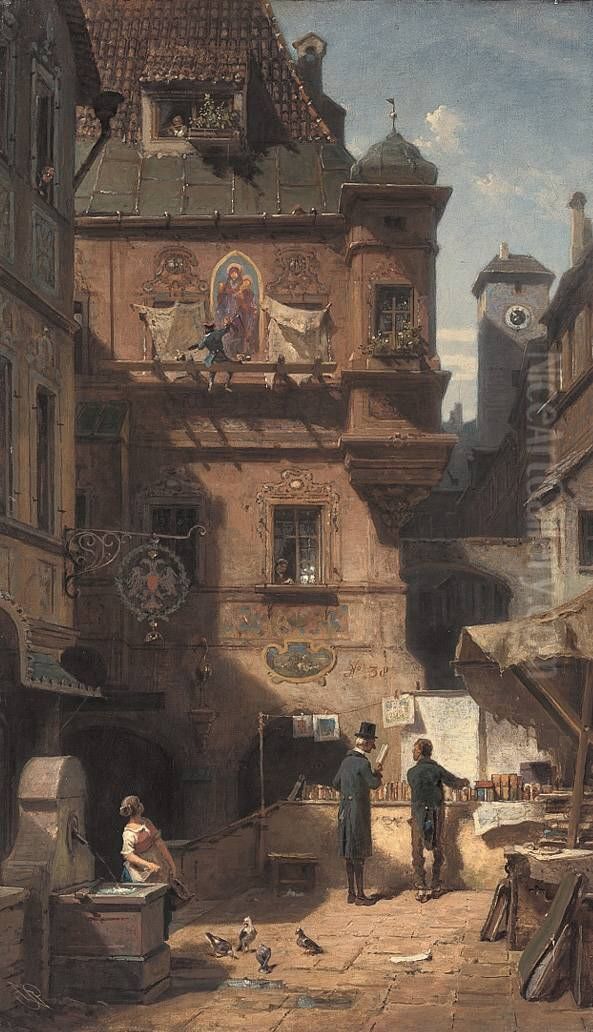 Kunst und Wissenschaft Oil Painting by Carl Spitzweg