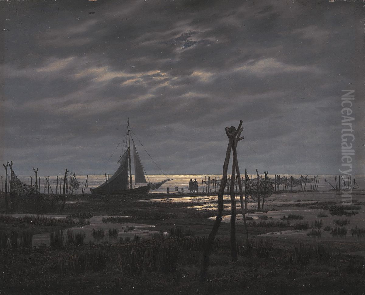 Marshy beach Oil Painting by Caspar David Friedrich