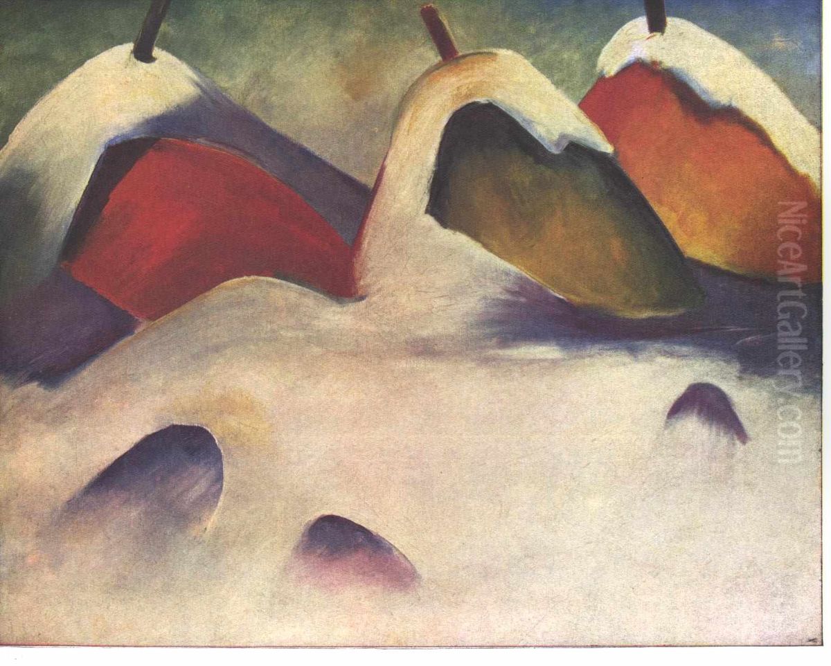 Hocken im Schnee Oil Painting by Franz Marc