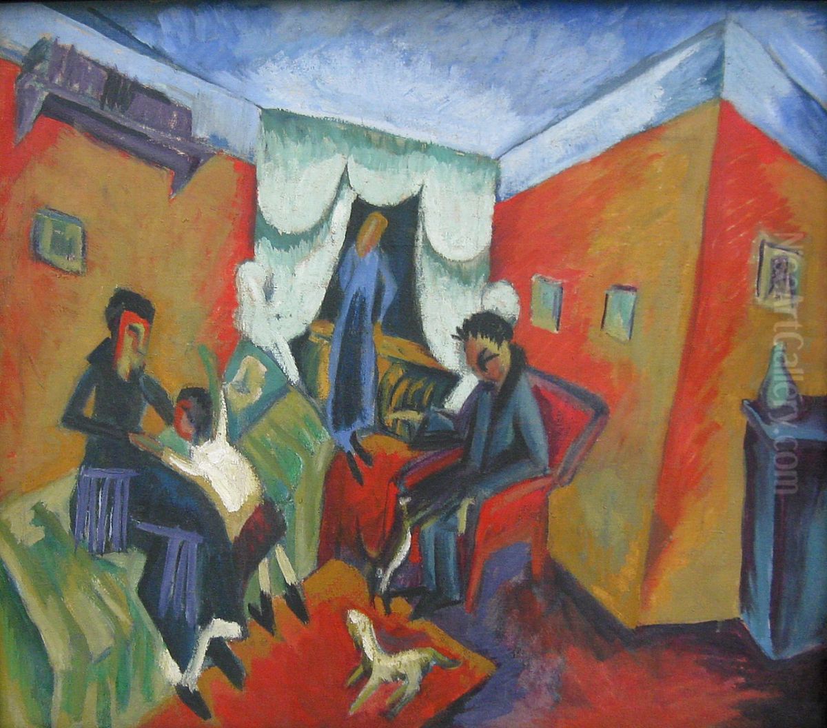 Interieur Oil Painting by Ernst Ludwig Kirchner