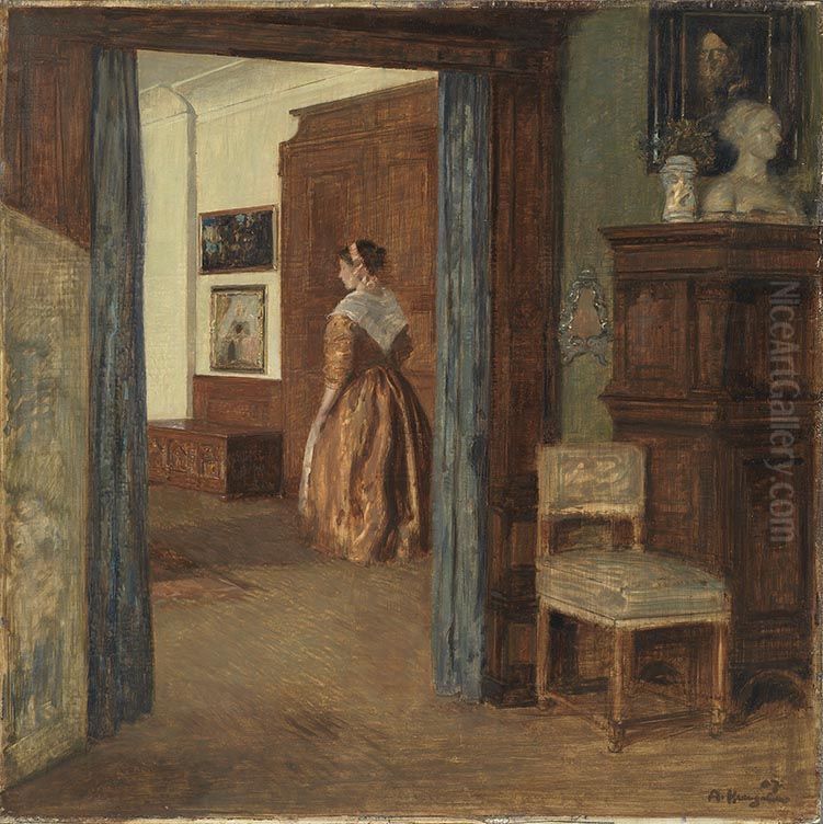 Interieur Oil Painting by Adolf Hengeler