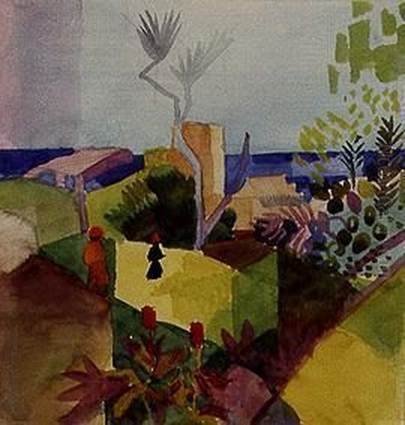 Landschaft am Meer Oil Painting by August Macke