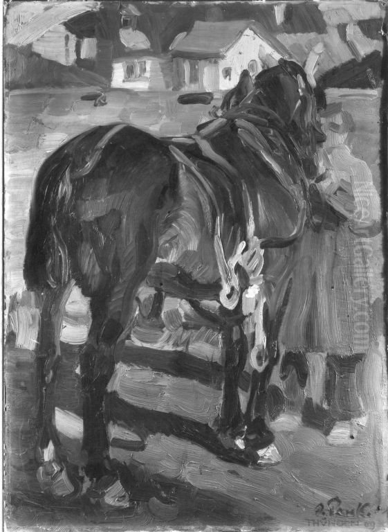 Pferdestudie Oil Painting by Angelo Jank