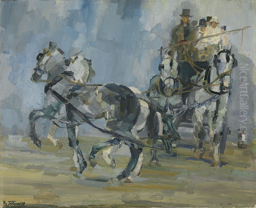 Viererzug Oil Painting by Max Feldbauer
