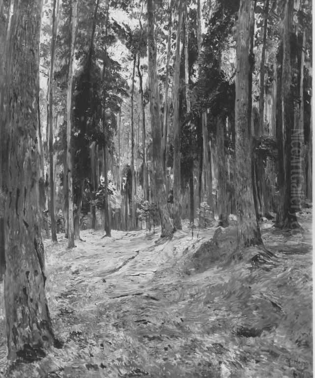 Waldlandschaft Oil Painting by Theodor Hagen