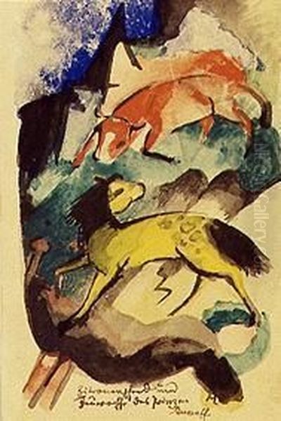 Des Prinzen Jussuf Zitronenpferd und Feuerochse Oil Painting by Franz Marc