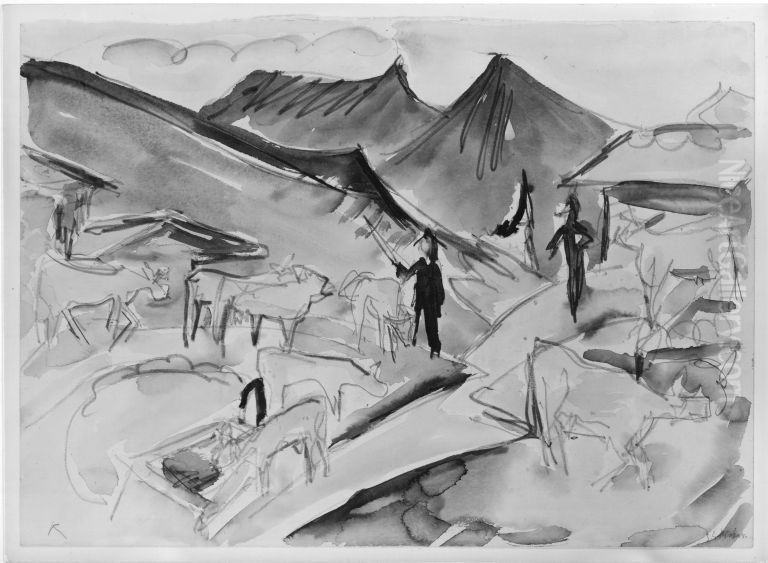 Stafelalp Oil Painting by Ernst Ludwig Kirchner