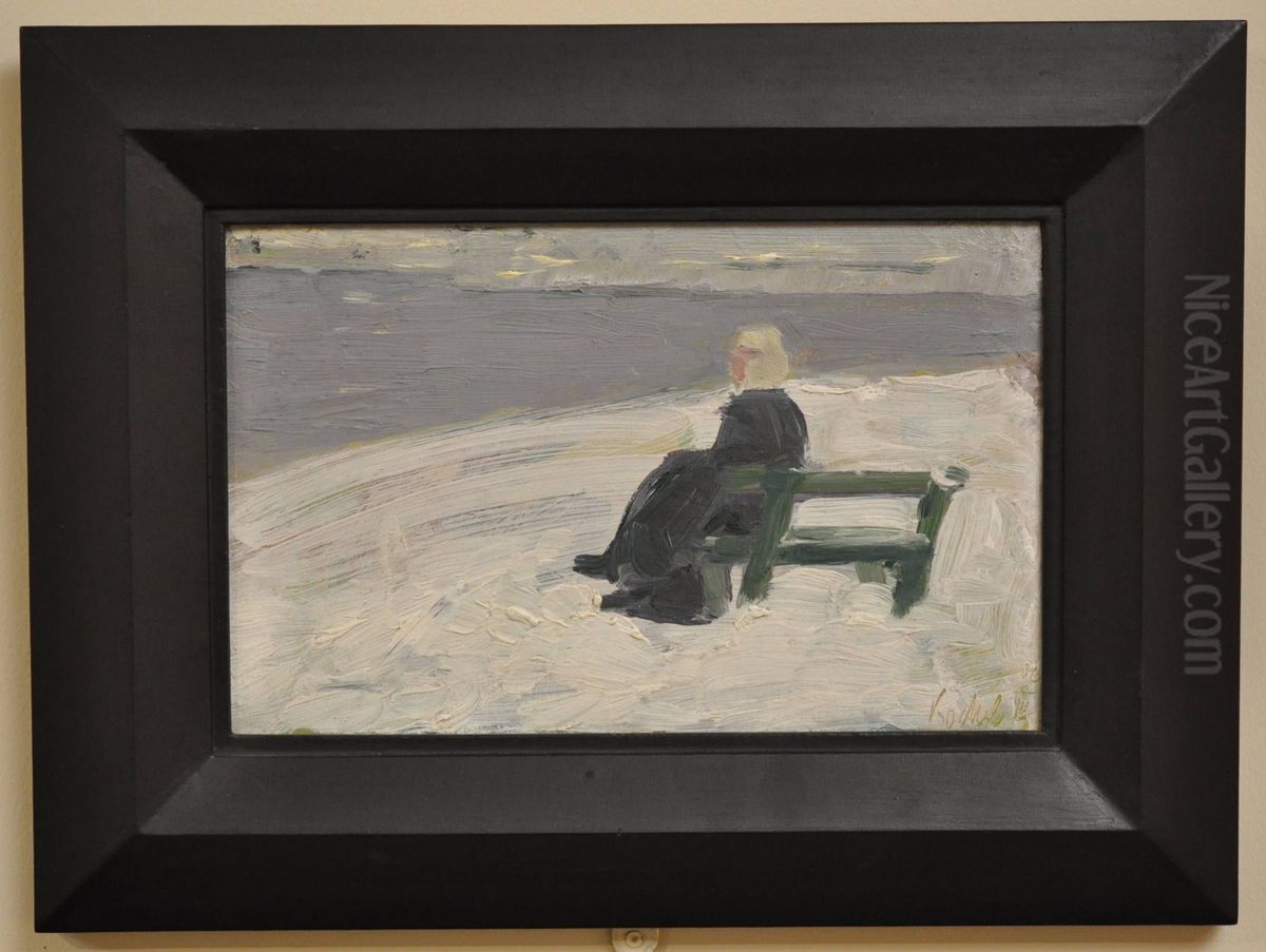 Frau in Winterlandschaft Oil Painting by Franz Marc