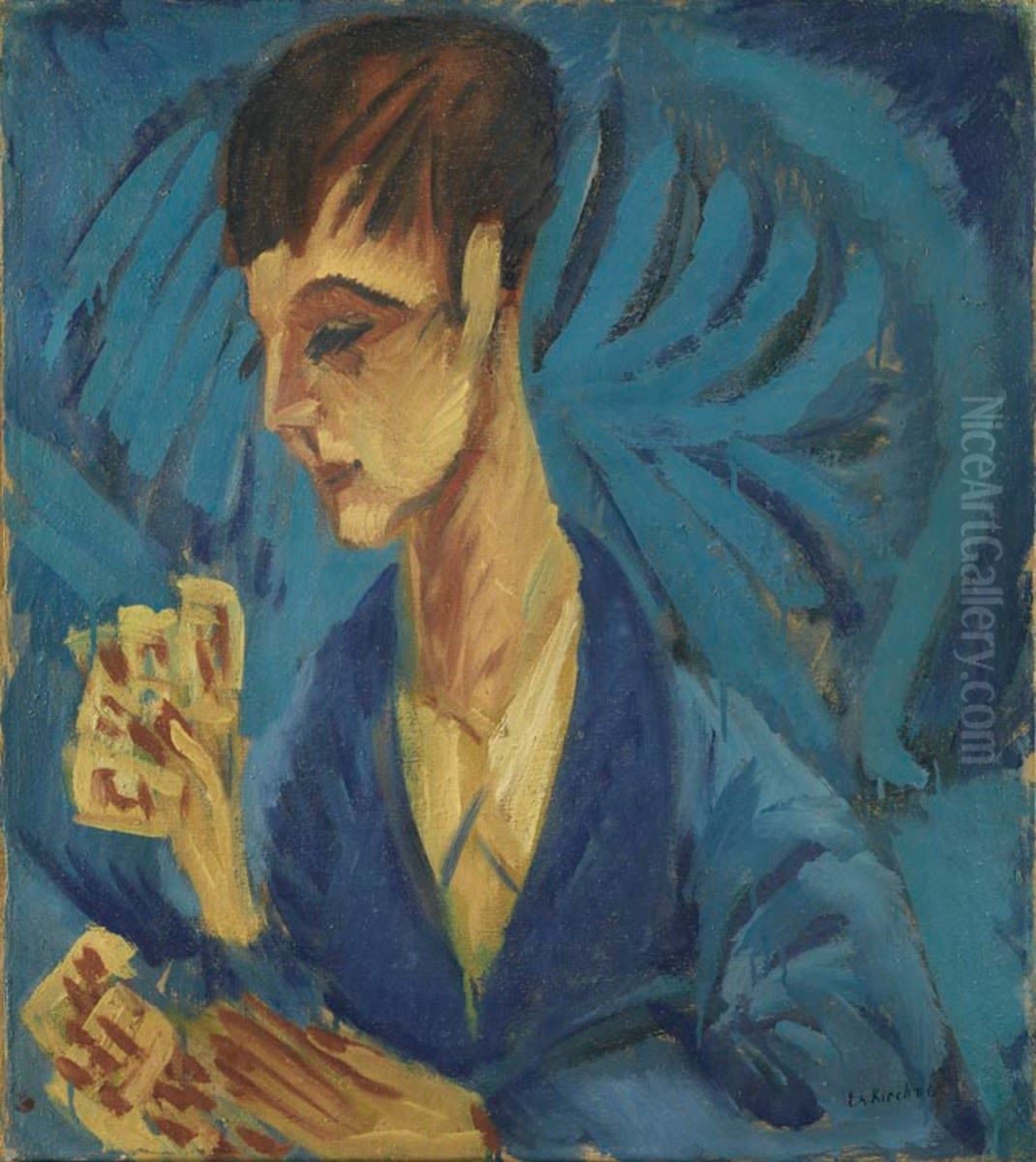 Kartenspielender Knabe Oil Painting by Ernst Ludwig Kirchner