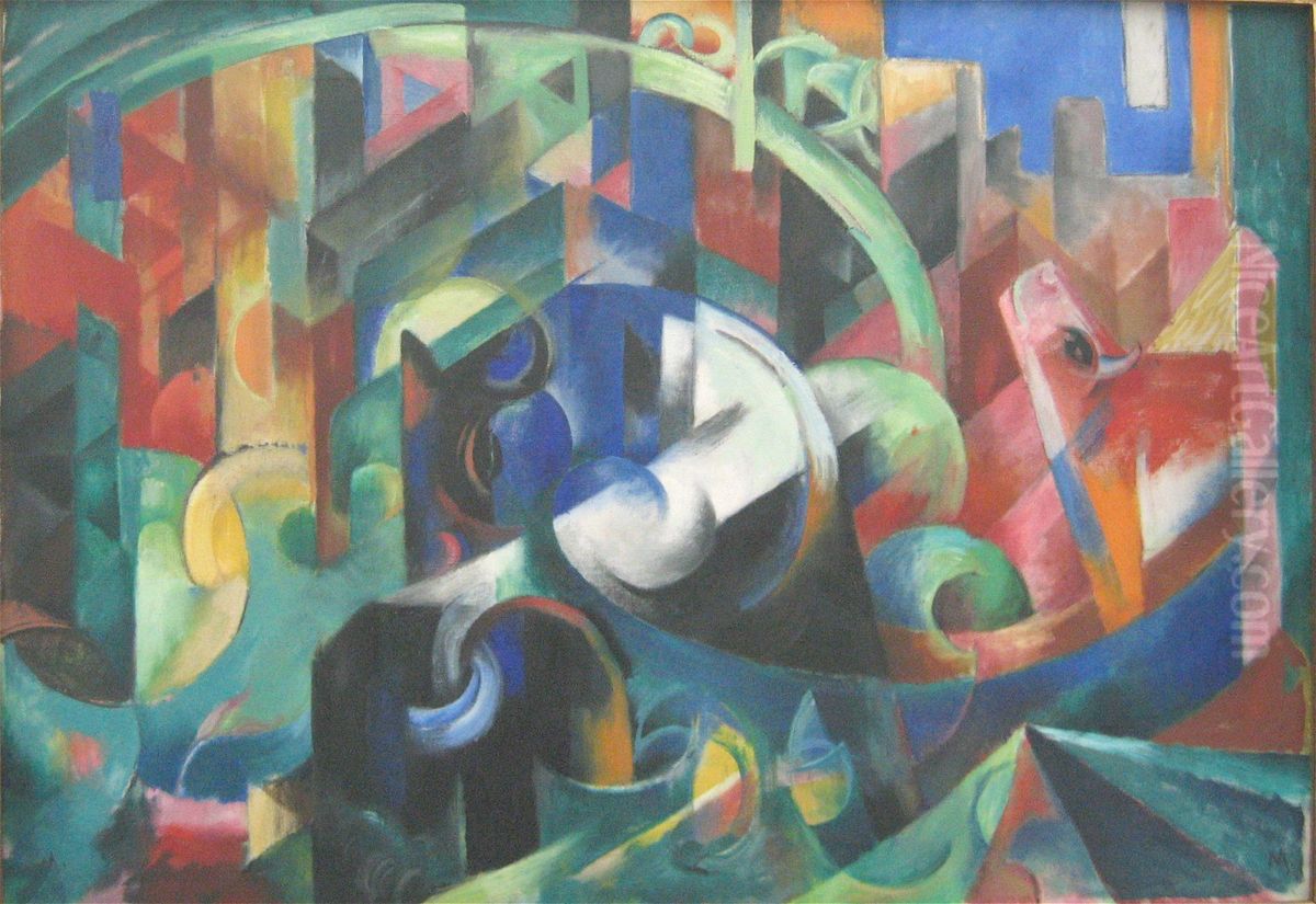 Cattle I Oil Painting by Franz Marc